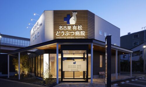 名古屋有松どうぶつ病院　外観　夕景1